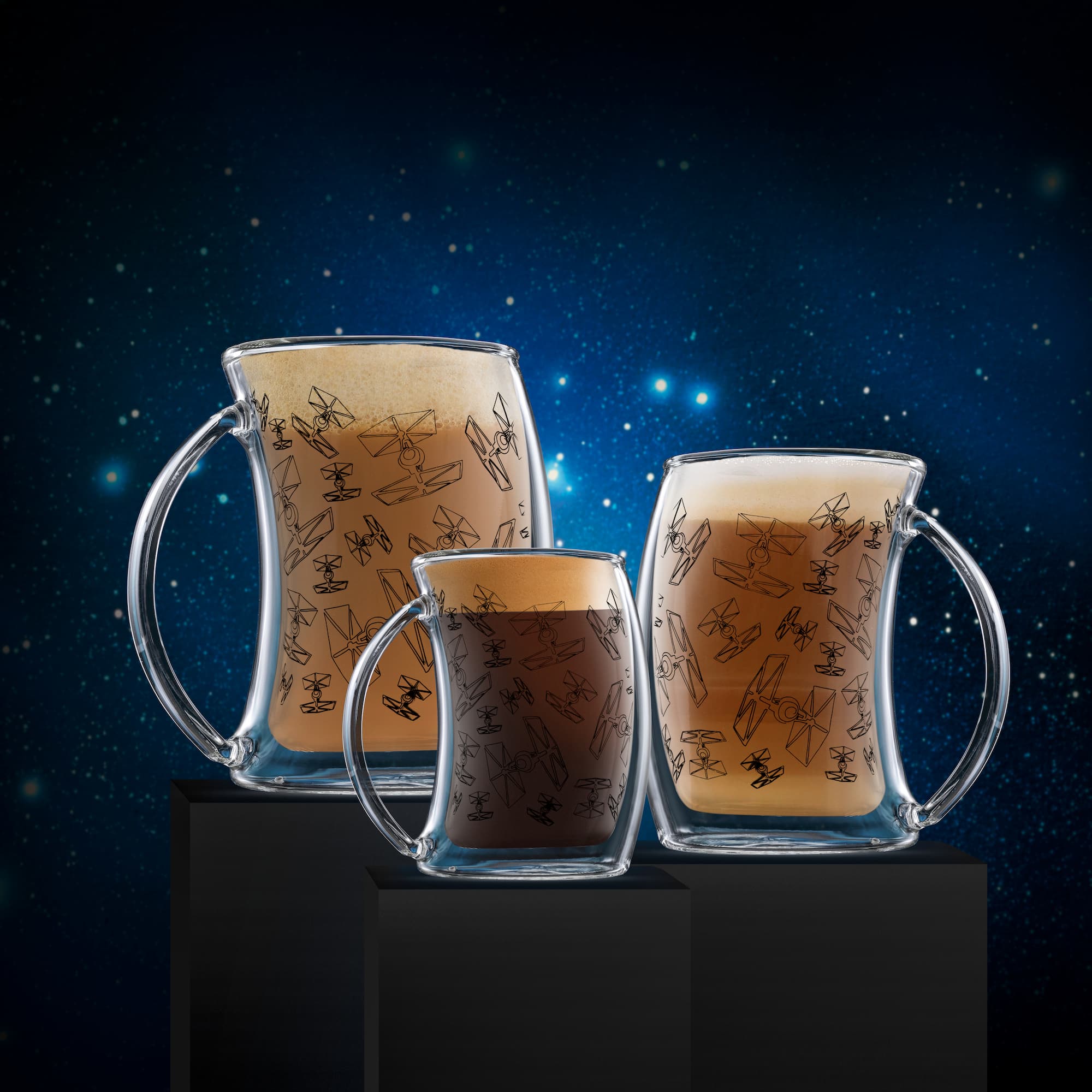 JoyJolt® Star Wars™ TIE Fighter™ 2oz. Double Wall Glass Mugs, 2ct.